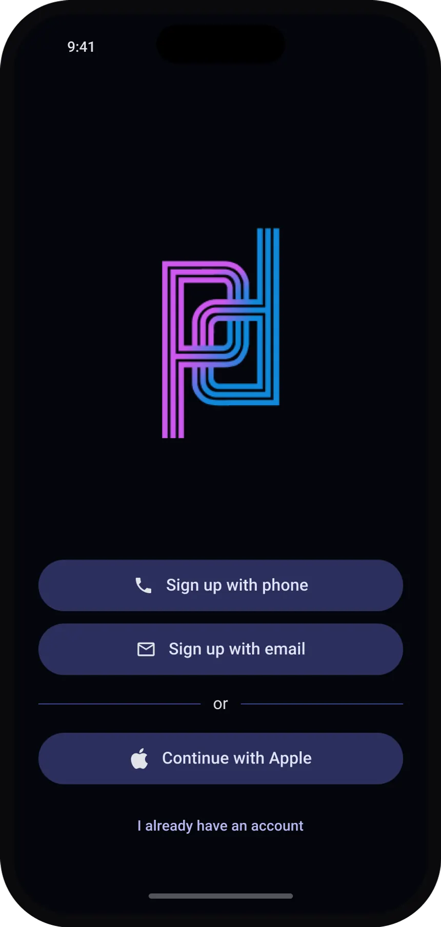 The Partial app's sign-up screen